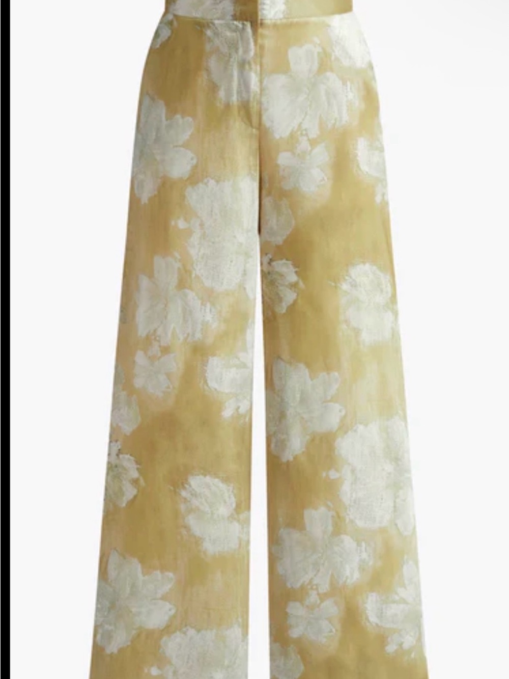 Commense golden Yellow Floral Wide-Leg Trousers